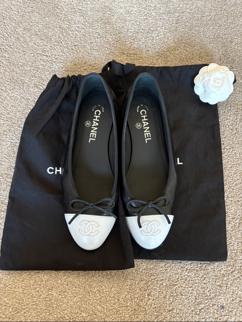 Chanel Black & White Ballet Flats (Matthieu Blazy collection)